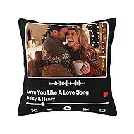 Custom Pillows with Picture Name Personalized Photo Throw Pillow Cover Case with Photos Text Messages Pictures Couple Pet Family Christmas Birthday Gifts