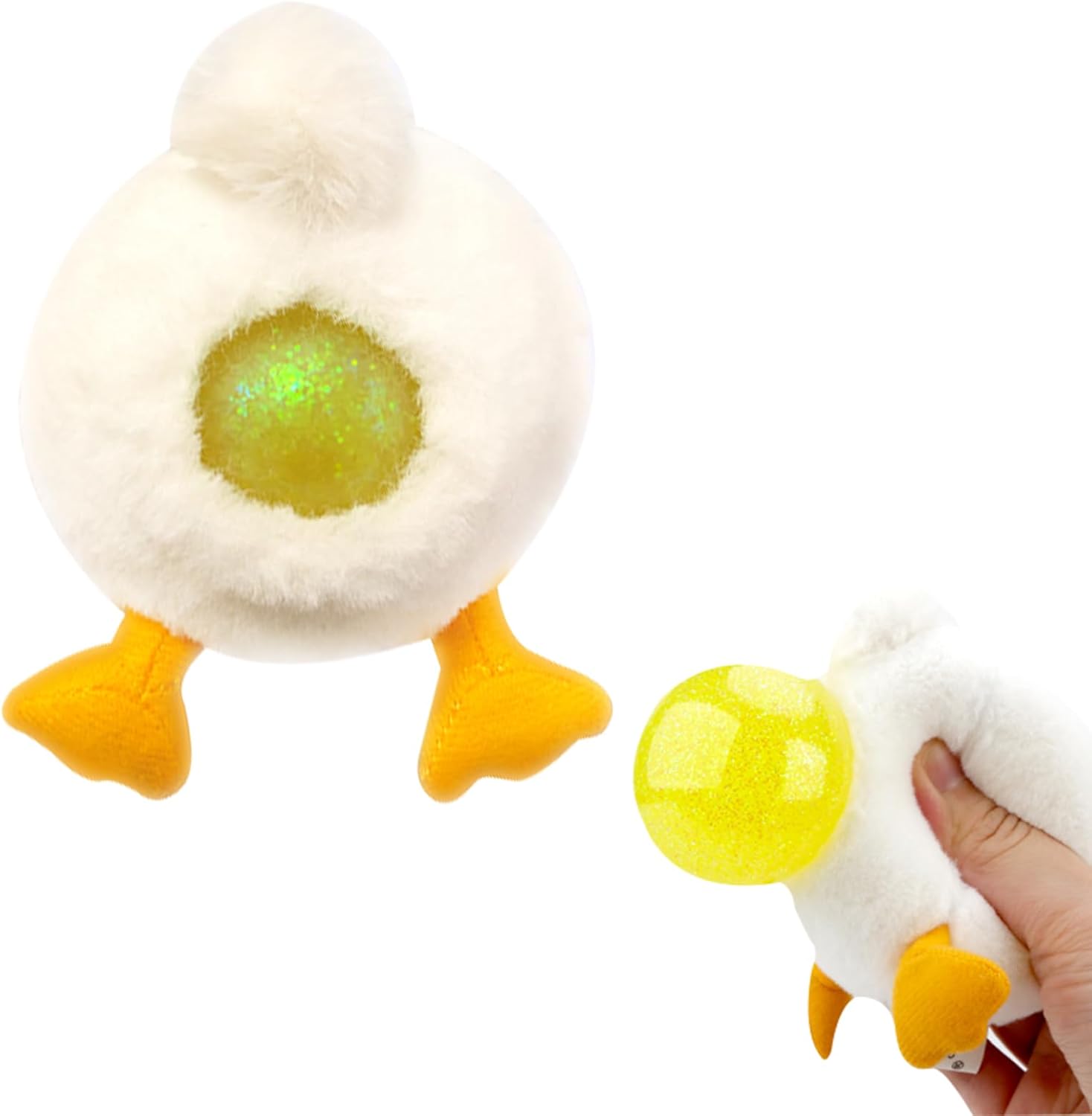 Stress Buster Stress Reliever for Adult Plushie Pinch Decompression Vent Ball Soft Beads -Squeeze Squishy Ball with Plushie Cover (Flower)