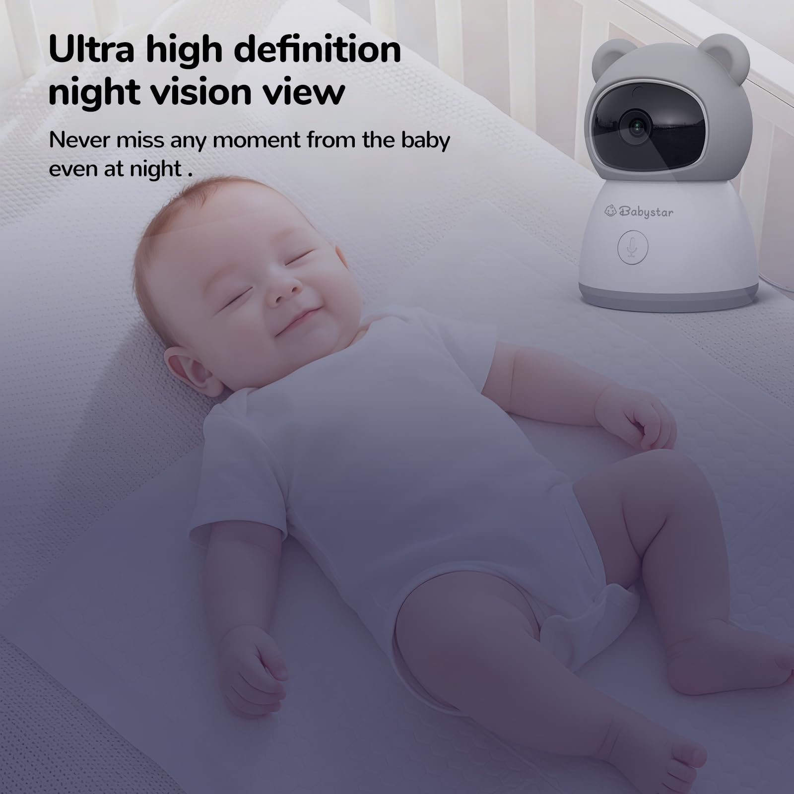Babystar Baby Monitor con Telecamera Senza Wi-Fi, Monitor 5 Pollici 720P