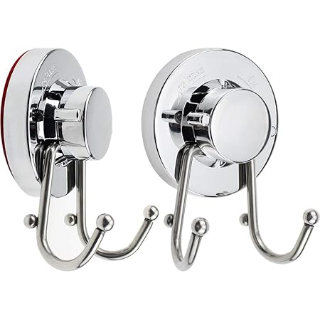 LumenTY 2 unidades Ventosa Gancho Montado en la Pared Percha con Resistente Agua y Resistente a la corrosión Carga Máxima 6 kg para baño y Cocina ...