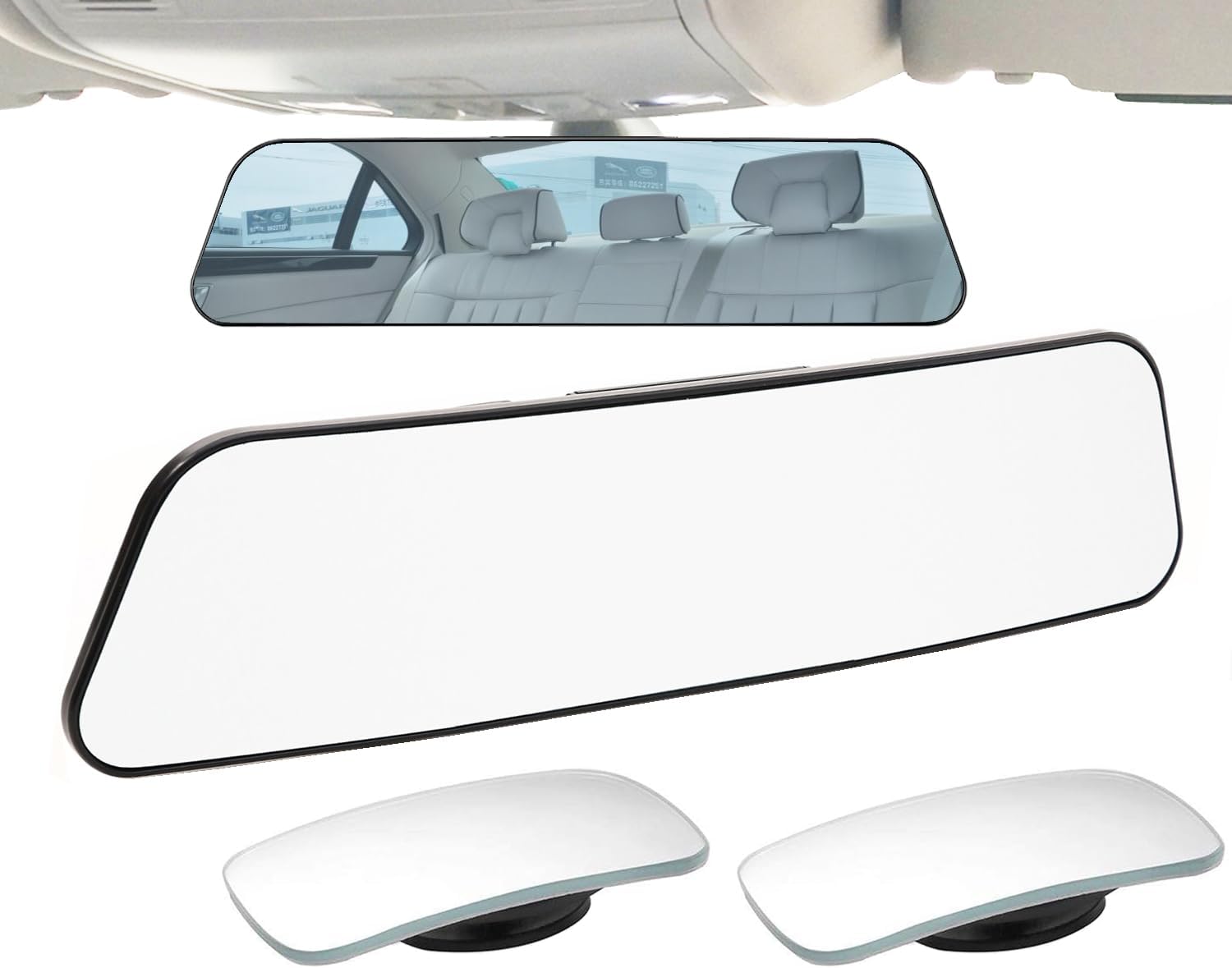 Rear View Mirror, Universal Rearview Mirror, Car Interior Clip-On Wide Angle Rear View Mirror to Reduce Blind Spot Effectively for Car SUV Trucks – Convex – Clear (2 Pack Blind Spot Mirror)