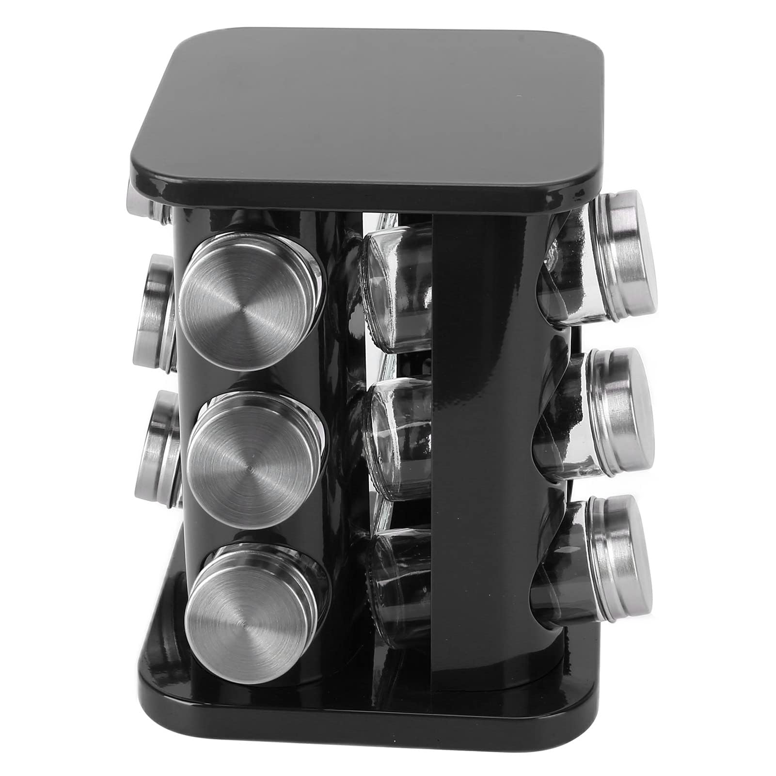 Especiero Giratorio, Especiero Duradero De Acero Inoxidable, Base Estable Conveniente Hermoso Carrusel De Especiero, Para Encimera, Cocina(Negro)