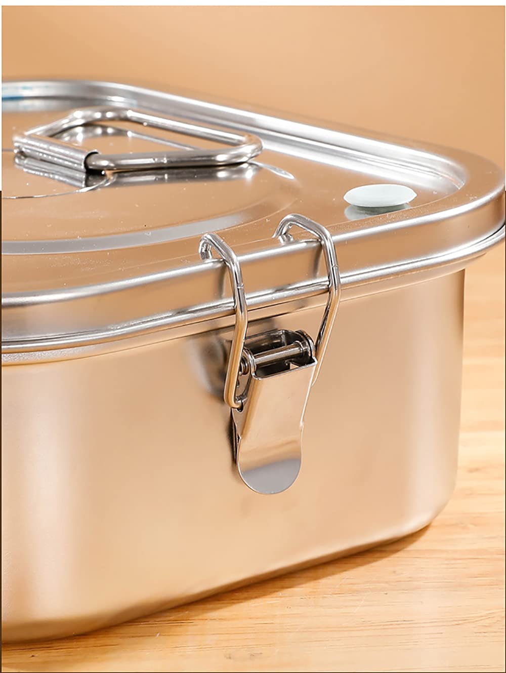 Fiambrera Sellada De Acero Inoxidable, Fiambrera Cuadrada De Doble Capa con 2 Compartimentos, Se Puede Calentar con Horno Microondas Y Cocina De Inducción