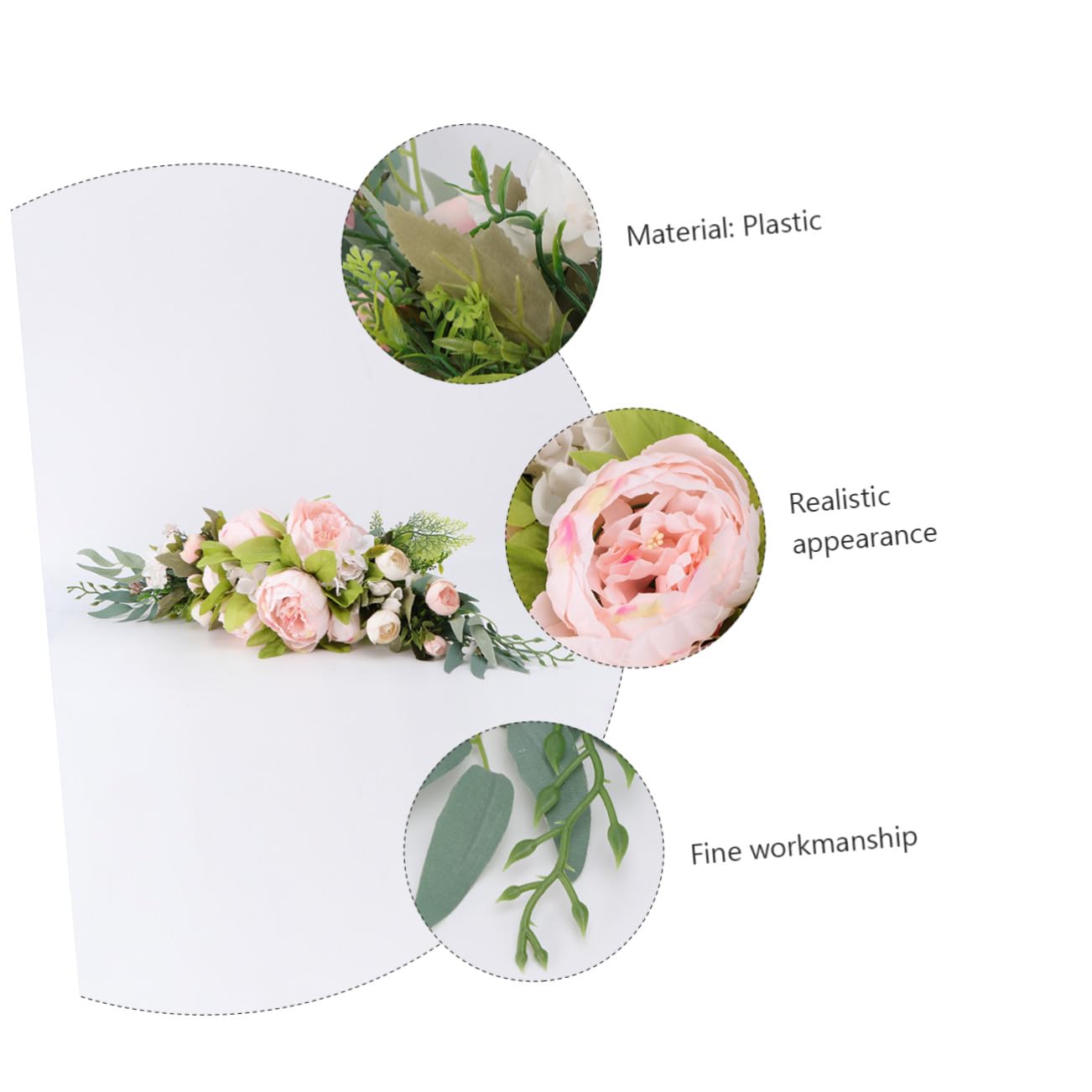 Ghirlanda Artificiale Fiori di Peonia Decorativa in Plastica, Corona Raffinata e Semplice per Decorazioni Primaverili e Matrimoni, Stile Romantico e Naturale