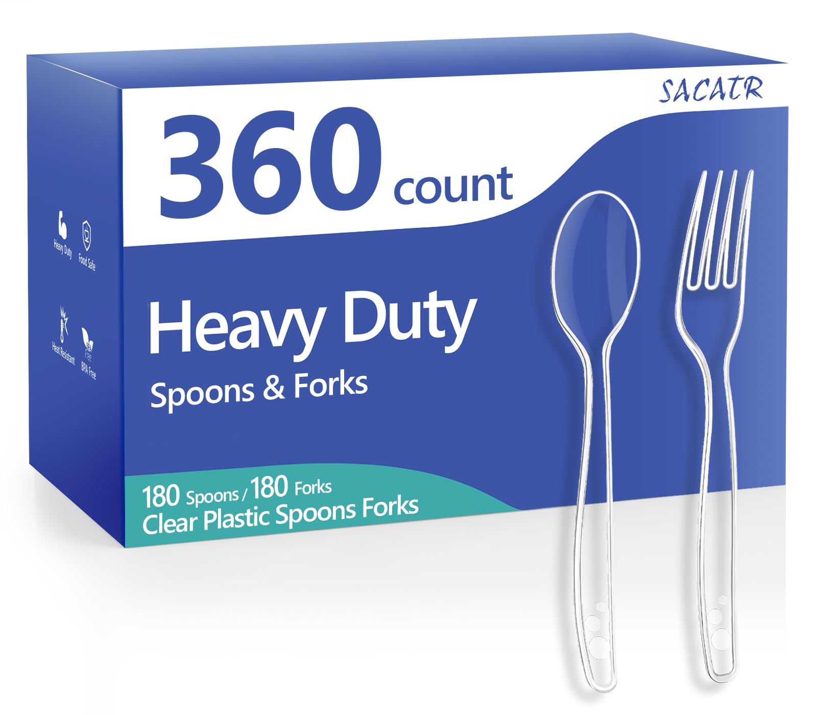 SACATR 1000 Count Clear Plastic Silverware Heavy Duty -Forks, Spoons,Knives — Amazon image 21
