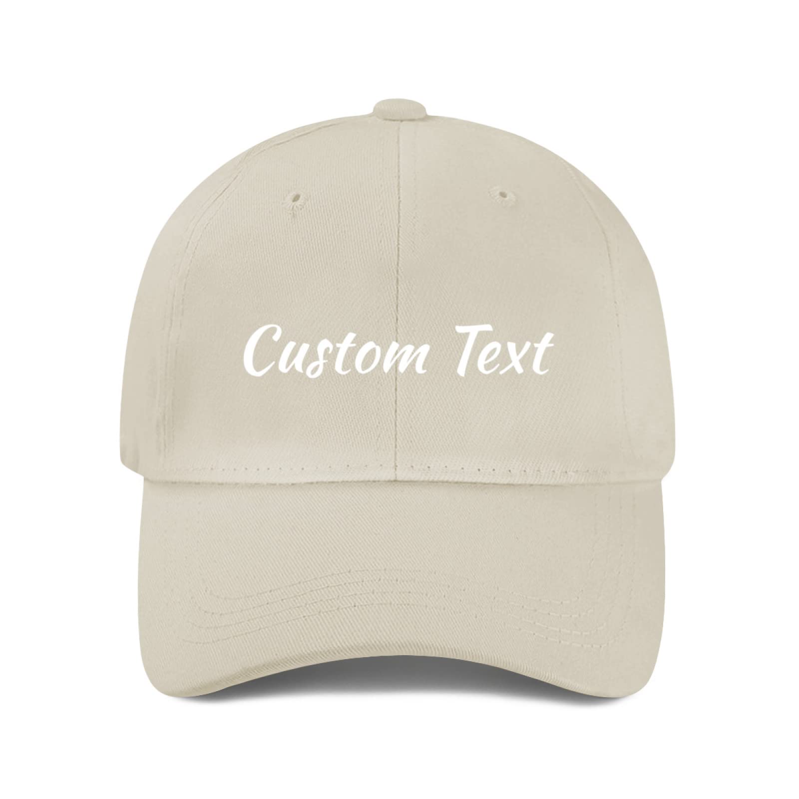 Miujonvy Unisex Beige 0 Custom Curved Brim Adjustable Baseball Hat Custom Text Baseball Hats For Gifts Beige