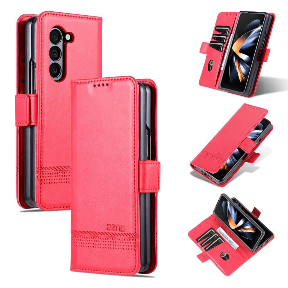 Étui cuir rouge Samsung Galaxy Z Fold 7 parfait pour vos déplacements