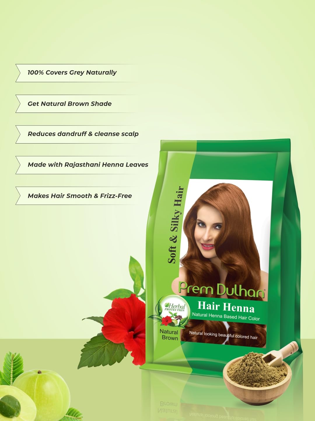 Prem Dulhan Hair Henna Natural Henna Based Hair Color |Natural Brown| -125 GRM Pack of 1 1