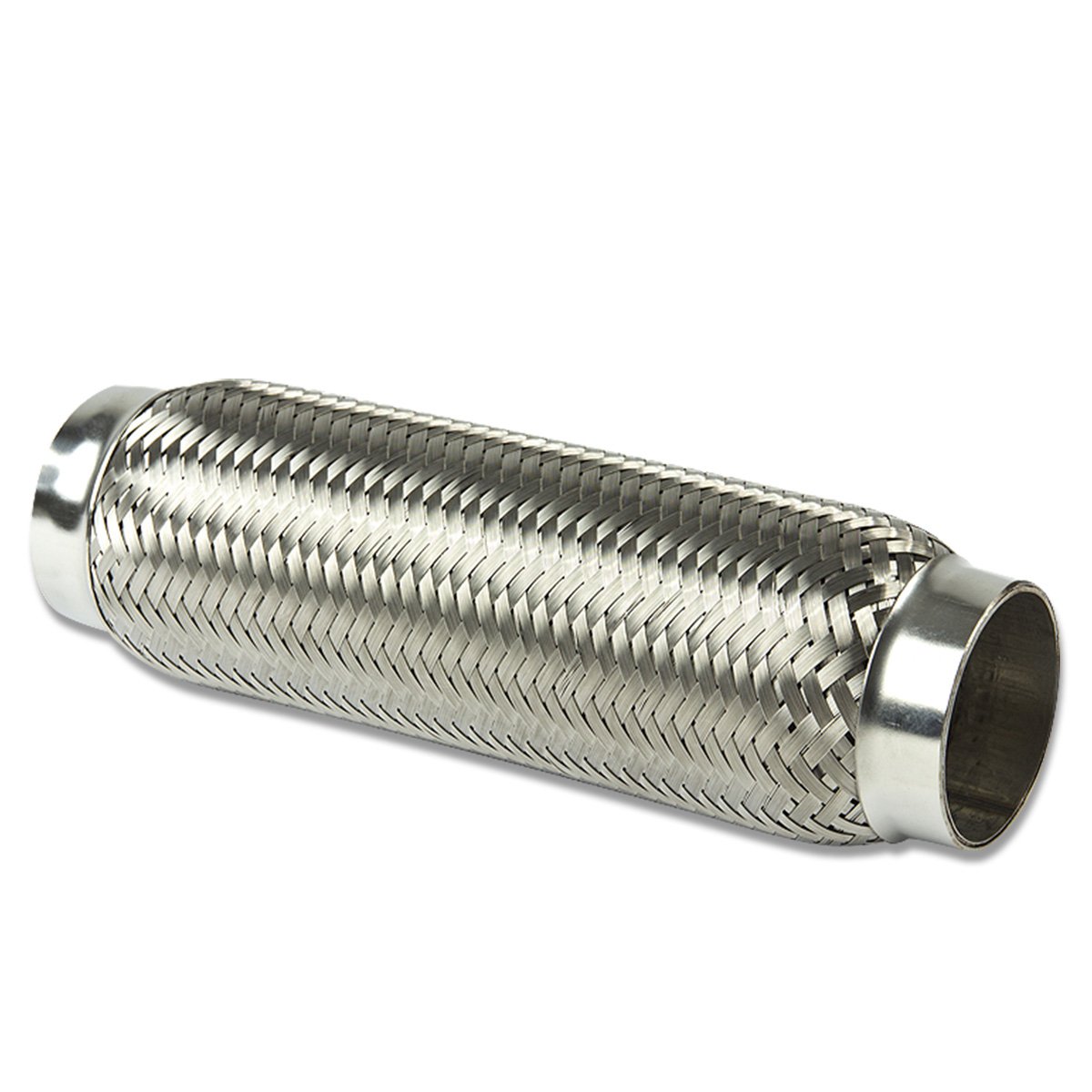 Auto Dynasty 2.375 inches Inlet Stainless Steel Double Braided 8.25 inches Flex Pipe Connector (9.75 inches Overall Length)