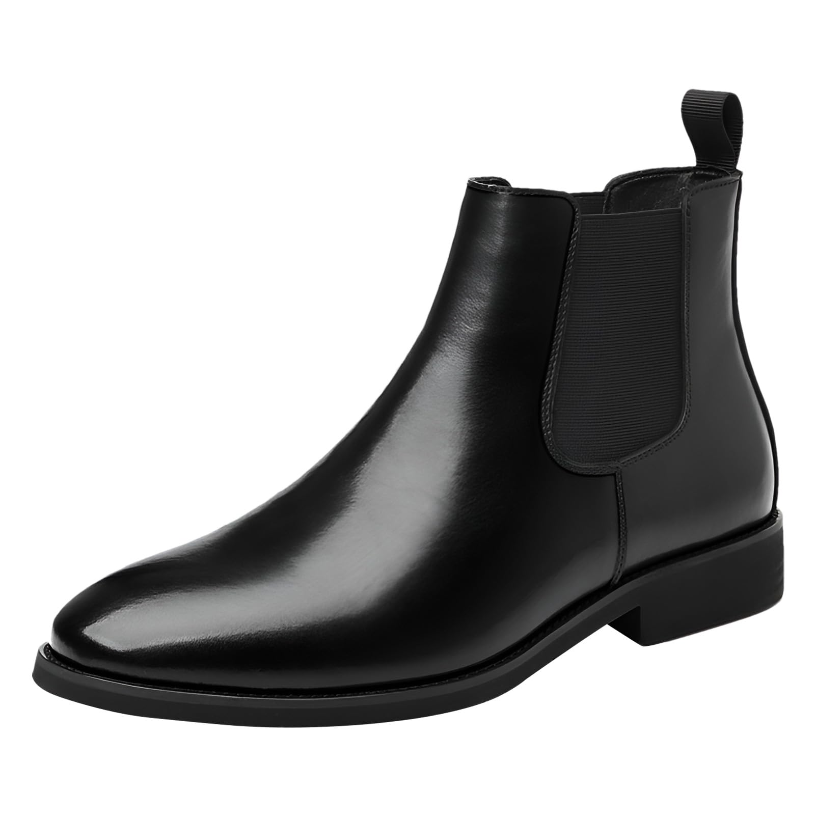 ANUFER Uomo Vendemmia Punta Tonda Stivali Chelsea Colore Pennello Formale Slip-On Stivaletti alla Caviglia