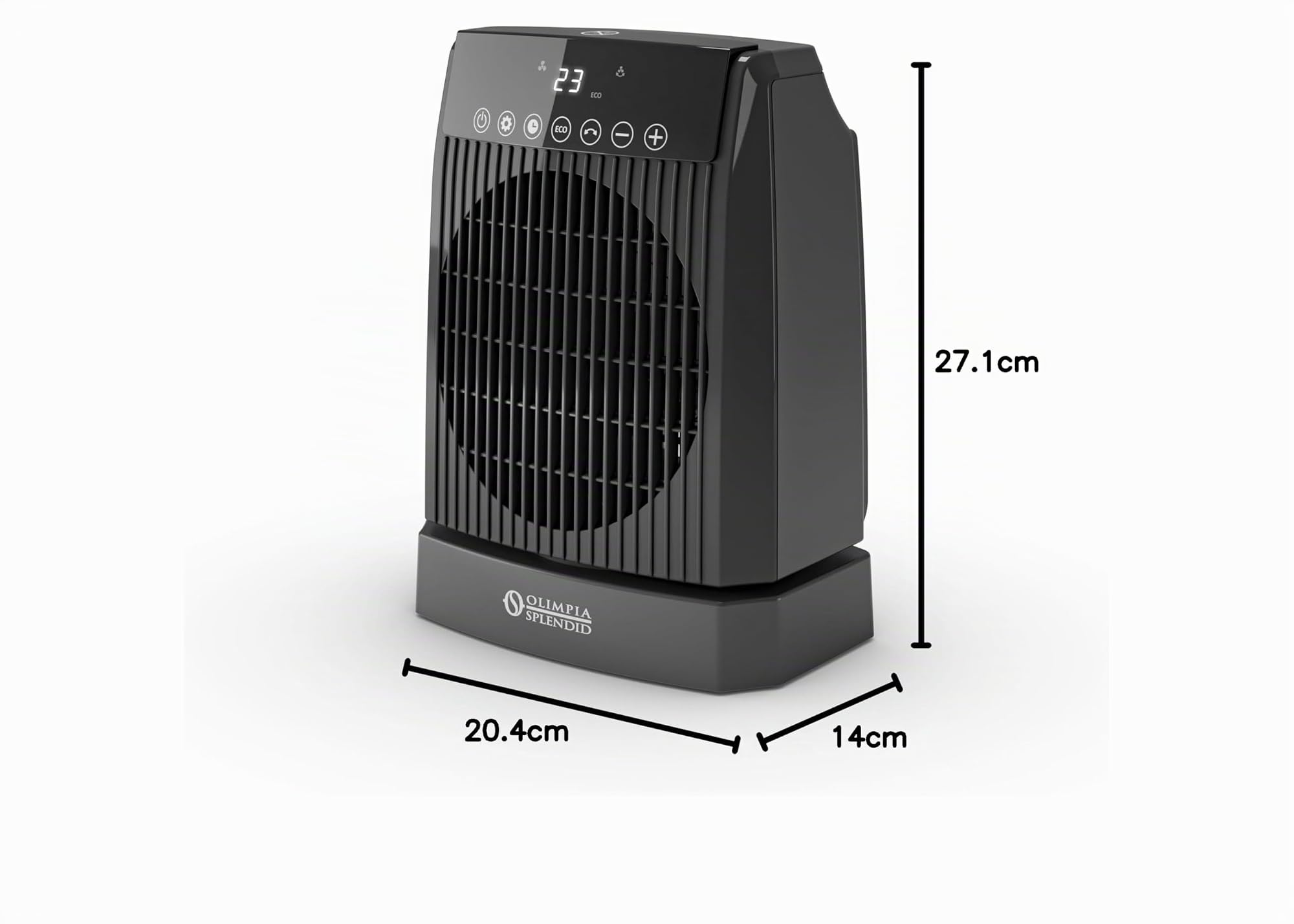Olimpia Splendid, Caldo Soul, radiateur ventilateur avec puissance jusqu'à 2000W, chauffage, protection IP21, anti-basculement, Eco Mode pour réduire la consommation d'énergie et écran tactile