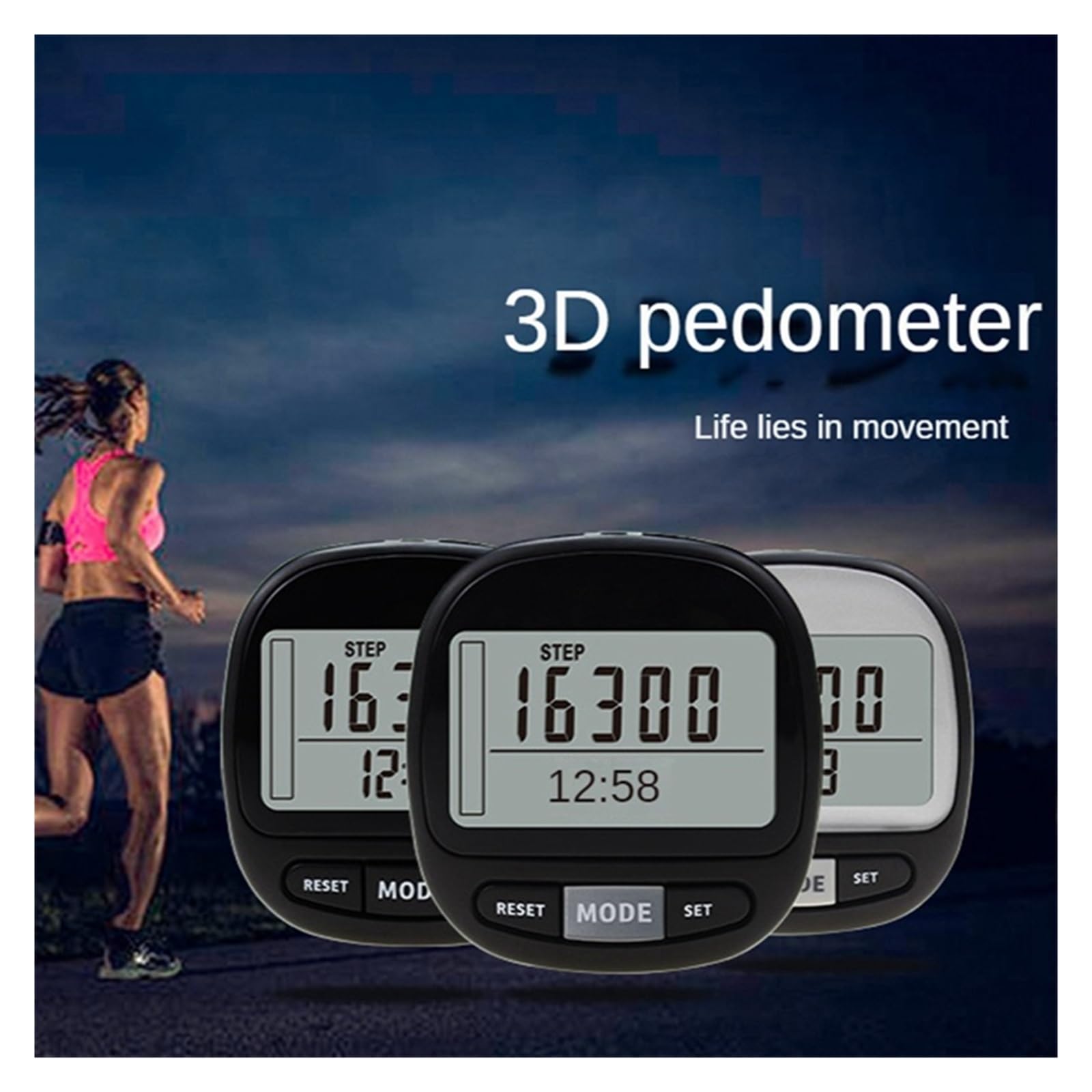 Podomètre 3D for Marcher avec Clip Et Sangle, Mémoire De 7 Jours. Compteur De Pas Précis for Hommes, Femmes Et Enfants