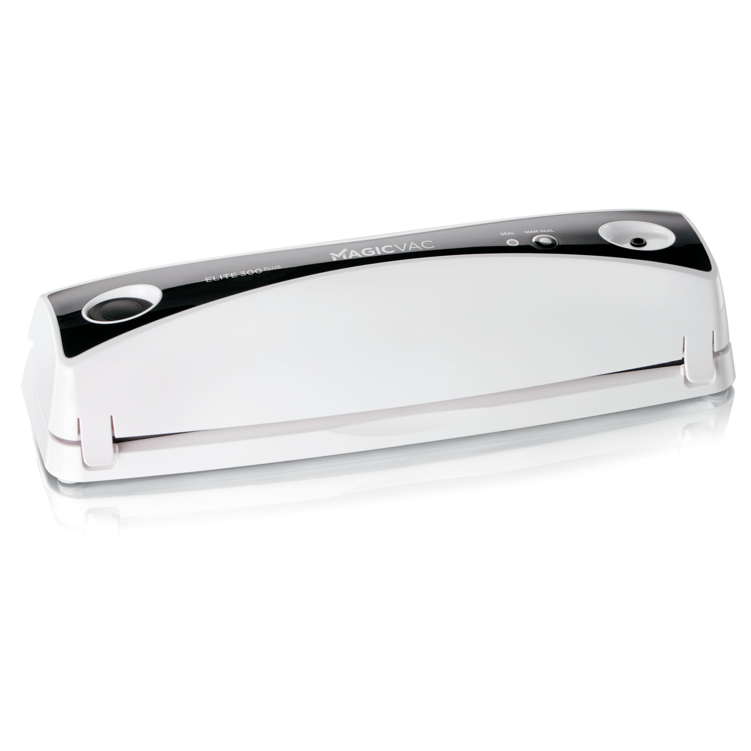 Magic Vac Elite-​300 Plus Máquina de envasado al vacío doméstica, 140 W, ciclo automático, barra sellado 30 cm, controles impermeables, bandeja retención líquidos apta lavavajillas, color blanco