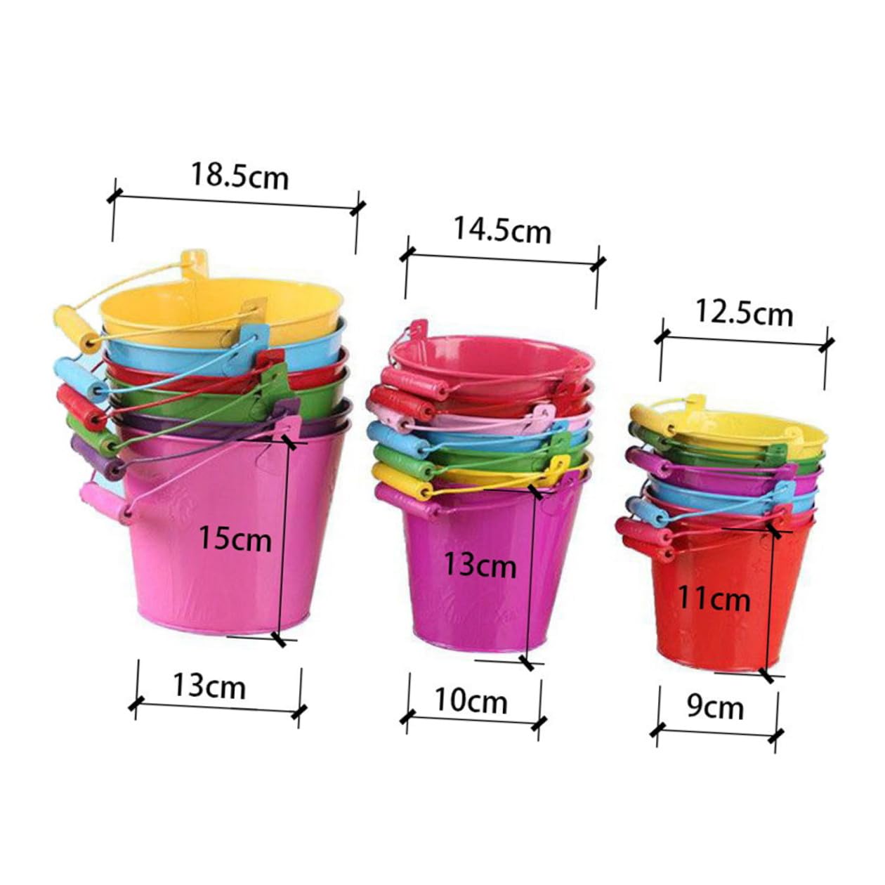 Seau de Plage pour Garçon et Filles 6pcs en Tinplate, Jouet de Plage Léger | Vacances, Jouet Exterieur à Sable Extérieur, Jouets de Sable et Eau Tout-petits Couleur Aléatoire