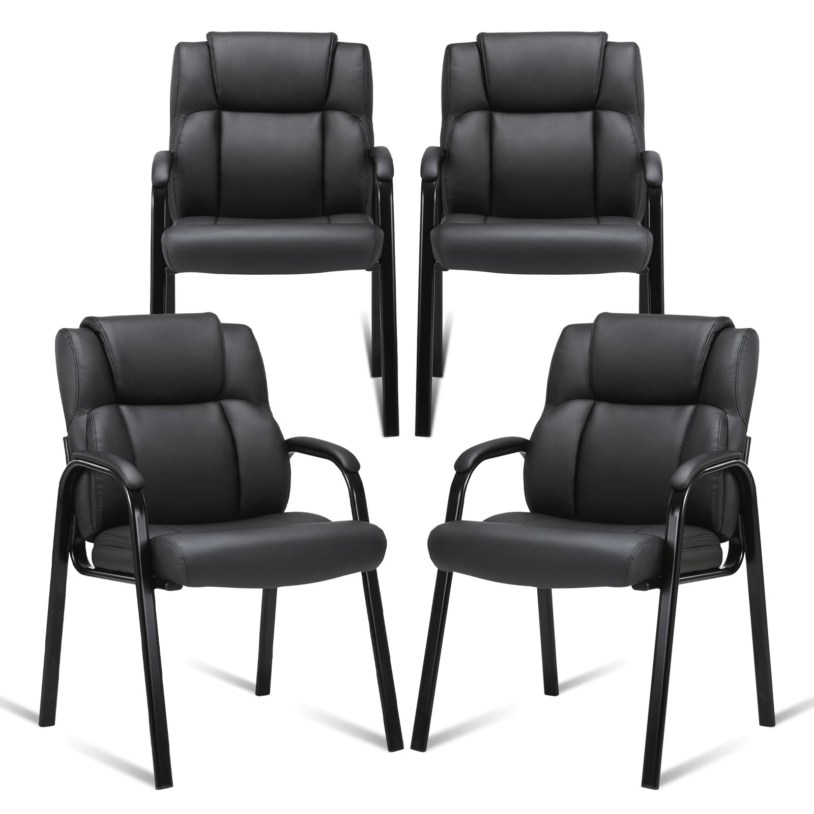 CLATINA Office Guest Chair with Padded Arms, Executive PU Leather Reception Chairs, Conference Lobby Chair for Boardroom, Waiting Room, Dining Room,