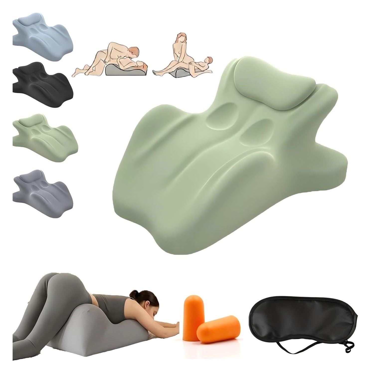 Genérico Almohada de cuña Profesional ergonómica de 27° for Parejas for intimidad, cojín de Soporte Corporal de Espuma viscoelástica de Alta Densidad for Dormir, Leer y masajear, Juego cómodo(Green)