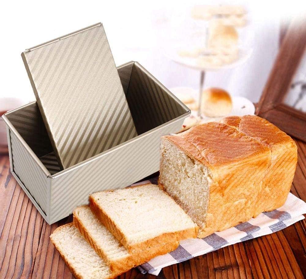 Abaigeal Pullman Teglia Per Pane Con Coperchio – 450g – Antiaderente – Acciaio Al Carbonio – 21,5x12x11,7 Cm – Forno Domestico