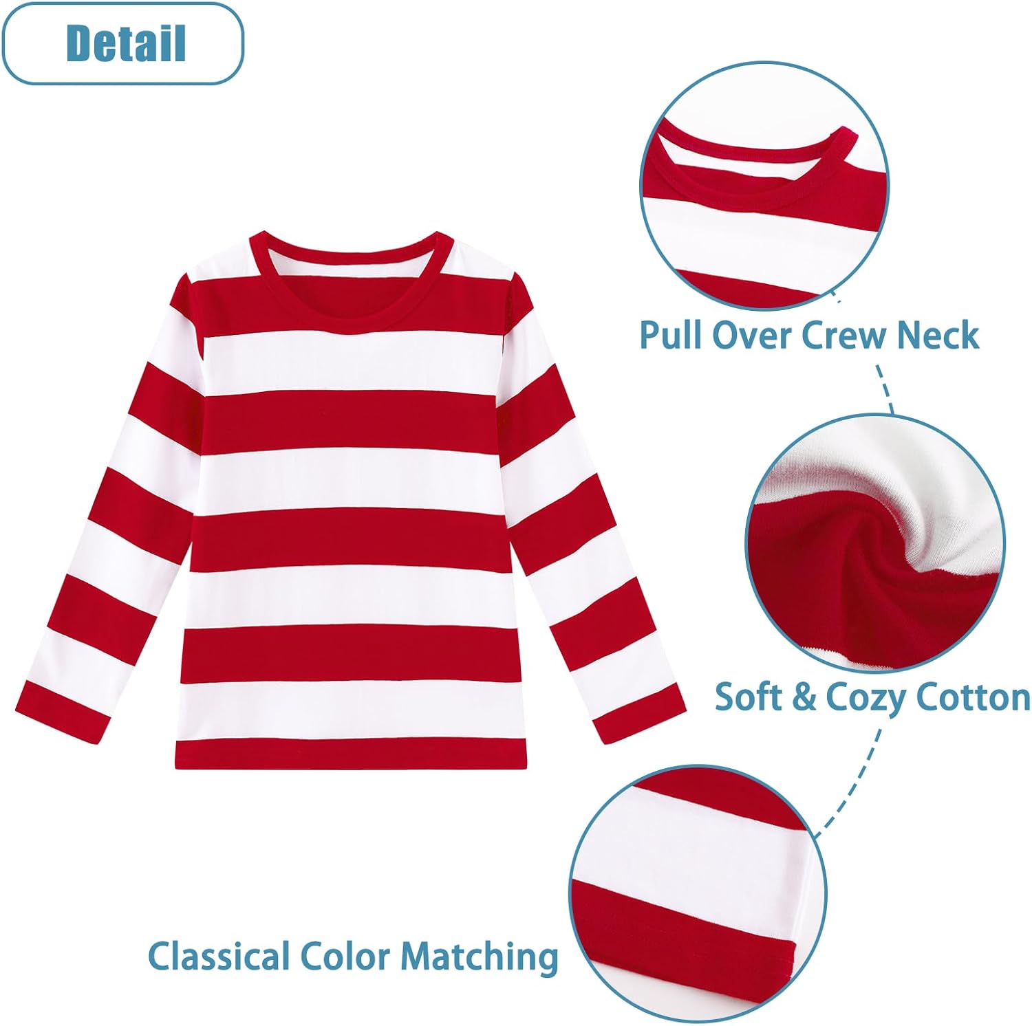 Boys Rainbow Striped Shirts for Kids Long Sleeve O-Neck Tops Cotton T-Shirts - Image 3