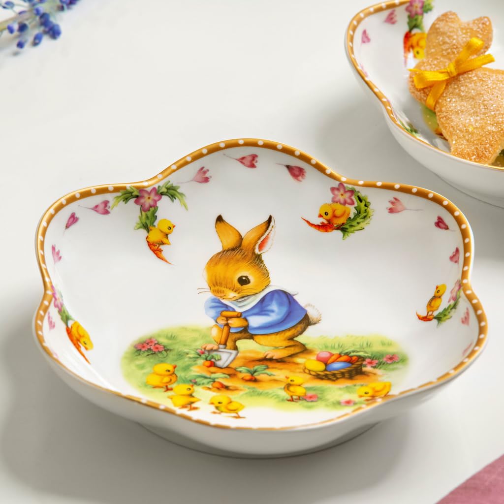 Villeroy & Boch – Annual Easter Edition assiette 2026 colorée, assiette de Pâques en porcelaine Premium avec des notes dorées, décoration Pâques, collection édition limitée