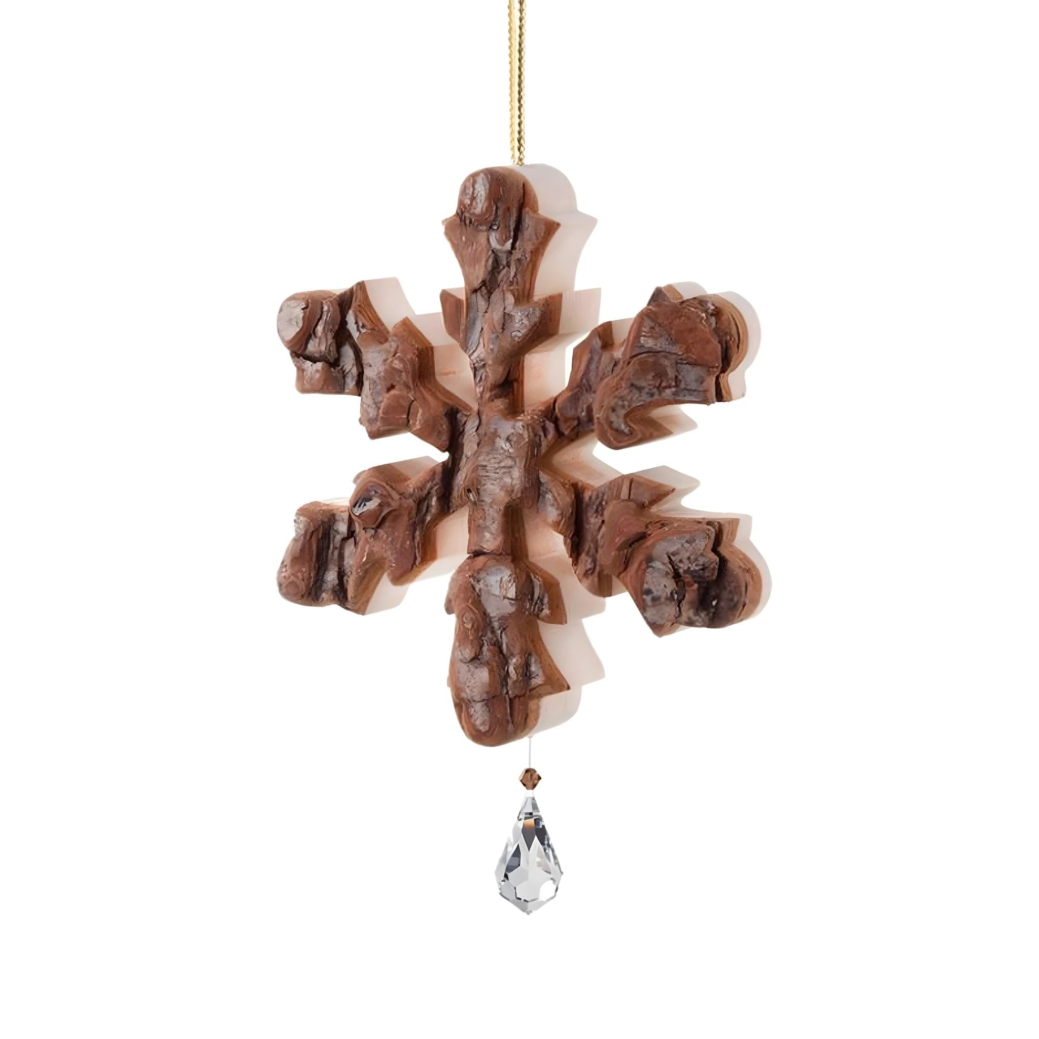 Dolfi Snowflake with Swarovski 10 cm | Natural Wood in Val Gardena | Nativity Figure
