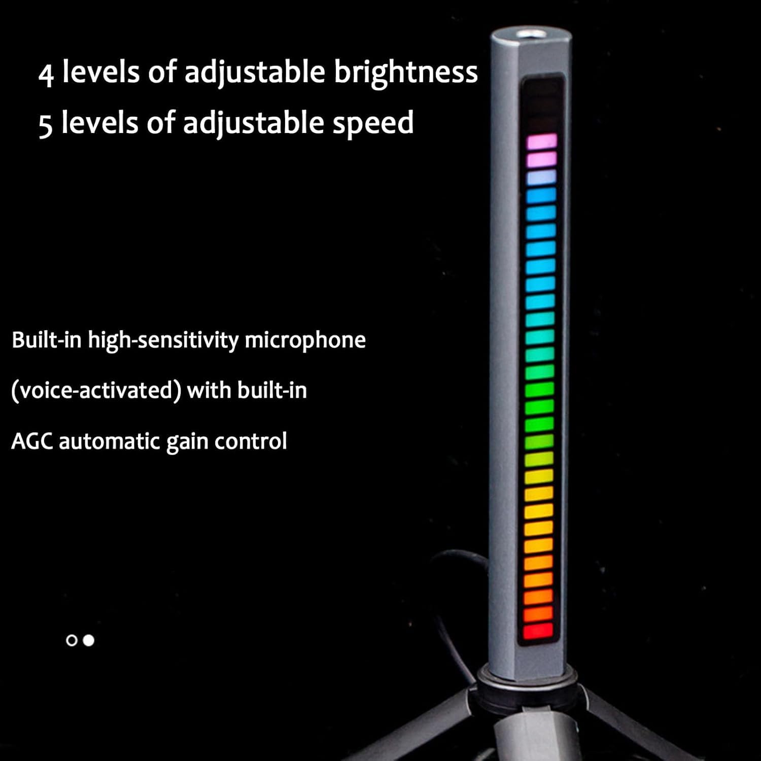 Luz de ritmo LED activada por sonido con 32 LED, brillo y velocidad ajustables, control automático de ganancia para KTV, sala de juegos, estudio