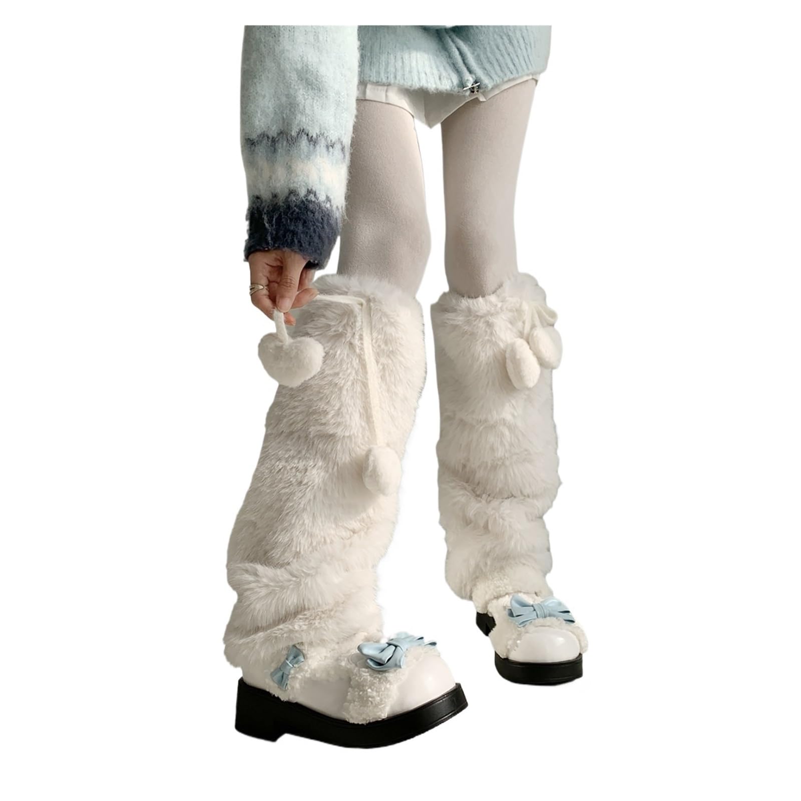 Fuzzy Leg Warmers Winter Thickened Leg Warmers Warm Calf Socks Leggings Plush Cold Protective Boots Cover