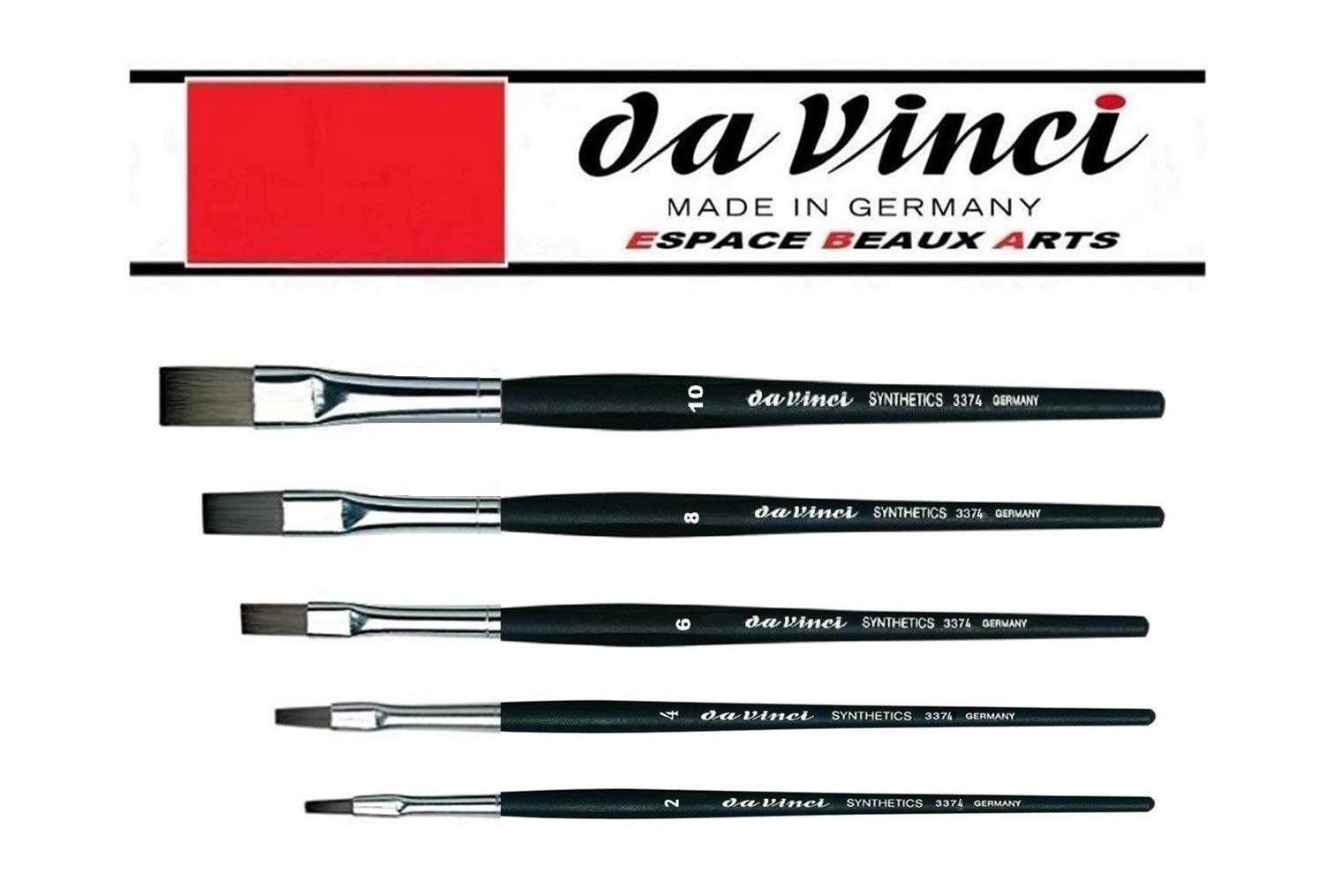Da Vinci Serie 374. (3374), Set 5 pennelli piatti sintetici, 2,4,6,8,10
