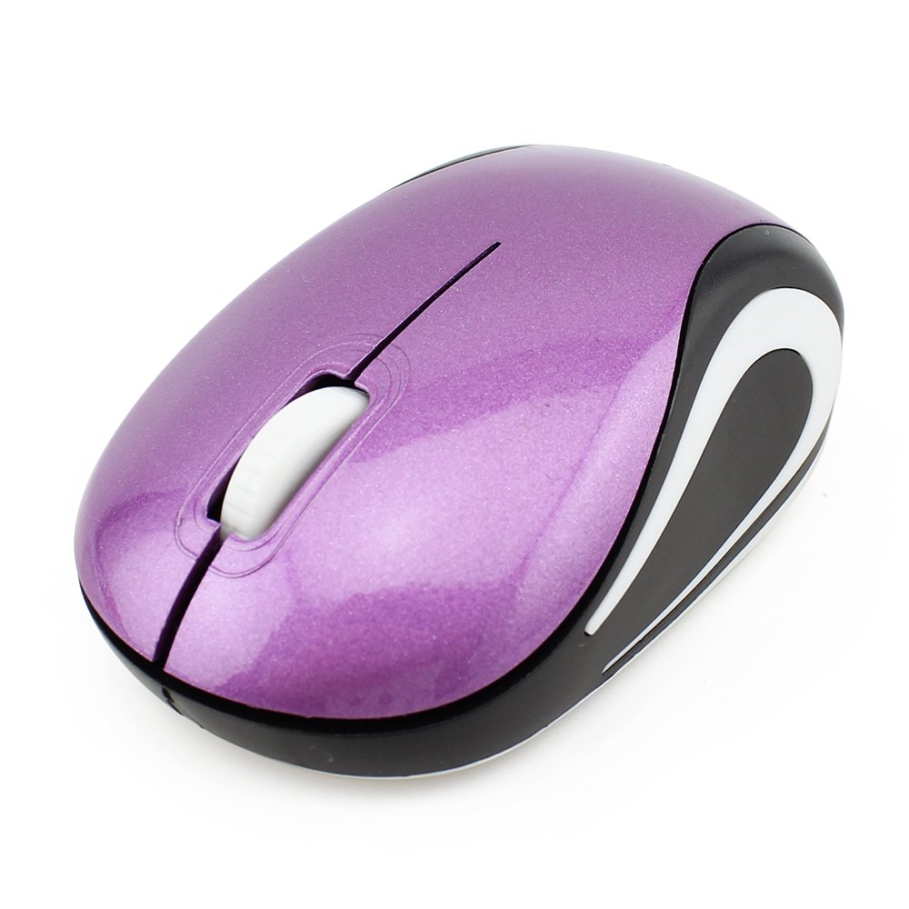 マウス 無線 小型 ワイヤレスミニマウス usbレシーバー付き 静音 小手向け 簡単接続 コードレス wireless mouse コンパクト 持ち運び 電池式 軽量 パソコン/PC/Windows/Linux/MAC対応 (パープル)