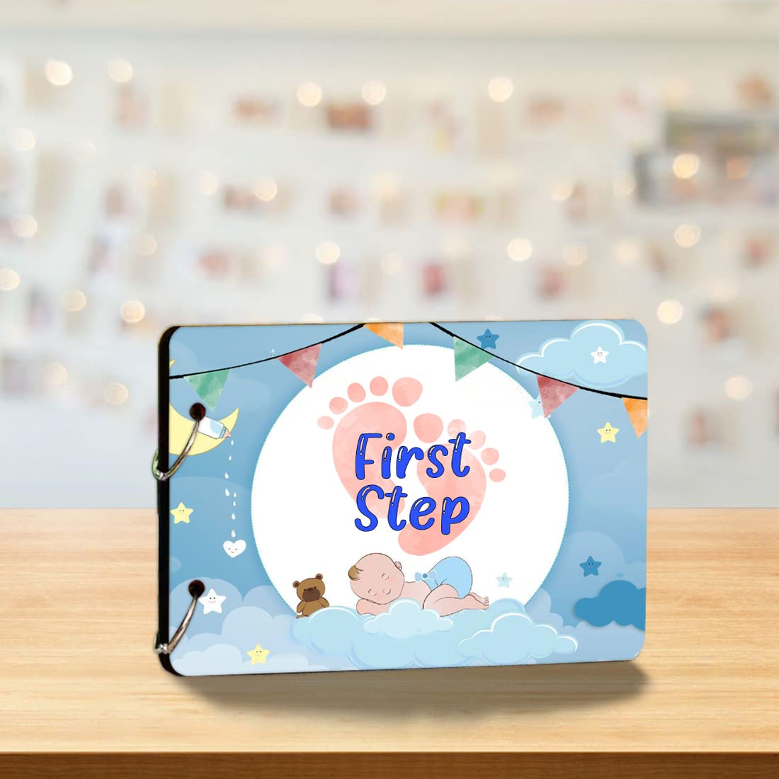 Wooden Scrapbook Crafts (FirstStep) 40 Black Color Pages in Wooden Photo Album Size (22 X 16 cm) Wooden Photo Book & Photo Frames | Book For Momories (Pack Of - 1)