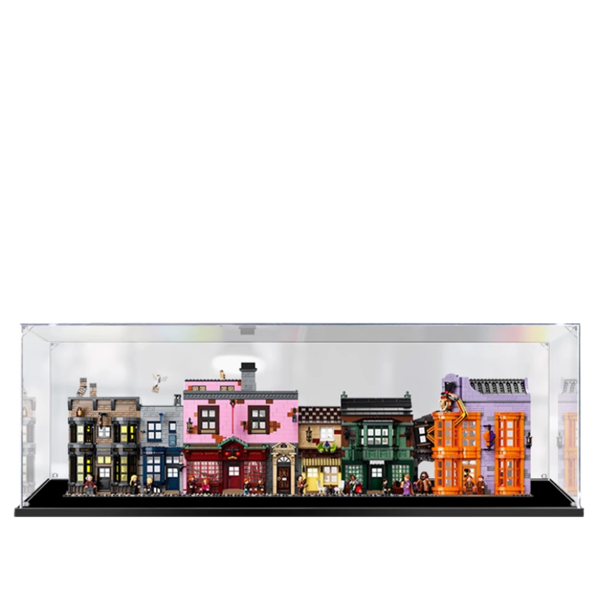 Qixindgyh Yellow Acrylic Display Case For Lego 75978 Diagon Alley Building Set,Clear Display Case, Dust-Proof Display Case Compatible With Lego 75978 (Only Display Case) (Transparent 3Mm)