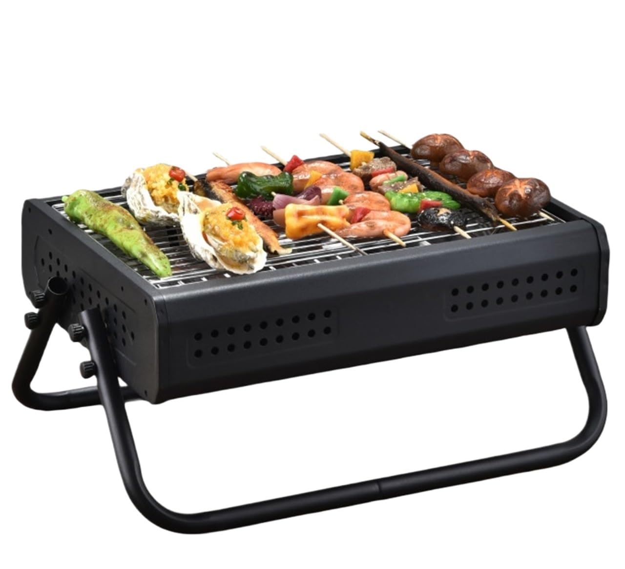Outdoor Cooking Tabletop Charcoal Grill With Handle Portable BBQ Grill Outdoor Barbecue Grill For Camping Picnic Camping Picnics(Black)
