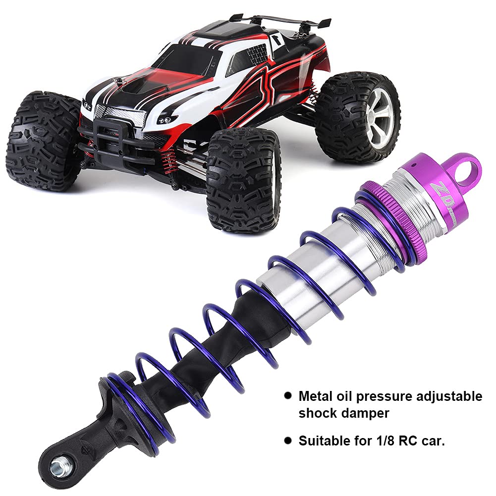 Tissting Stoßdämpfer für 1/8 RC Auto, Metall öldruckeinstellbar Federbein Satz 2 vordere 2 hintere Dämpfer passend für Offroad Buggy Truck Truggy (Lila)