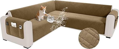 Miniatura 35 de Funda impermeable en forma de L para sofá seccional, funda acolchada de terciopelo para sofá esquinero, en forma de L, protector de muebles con