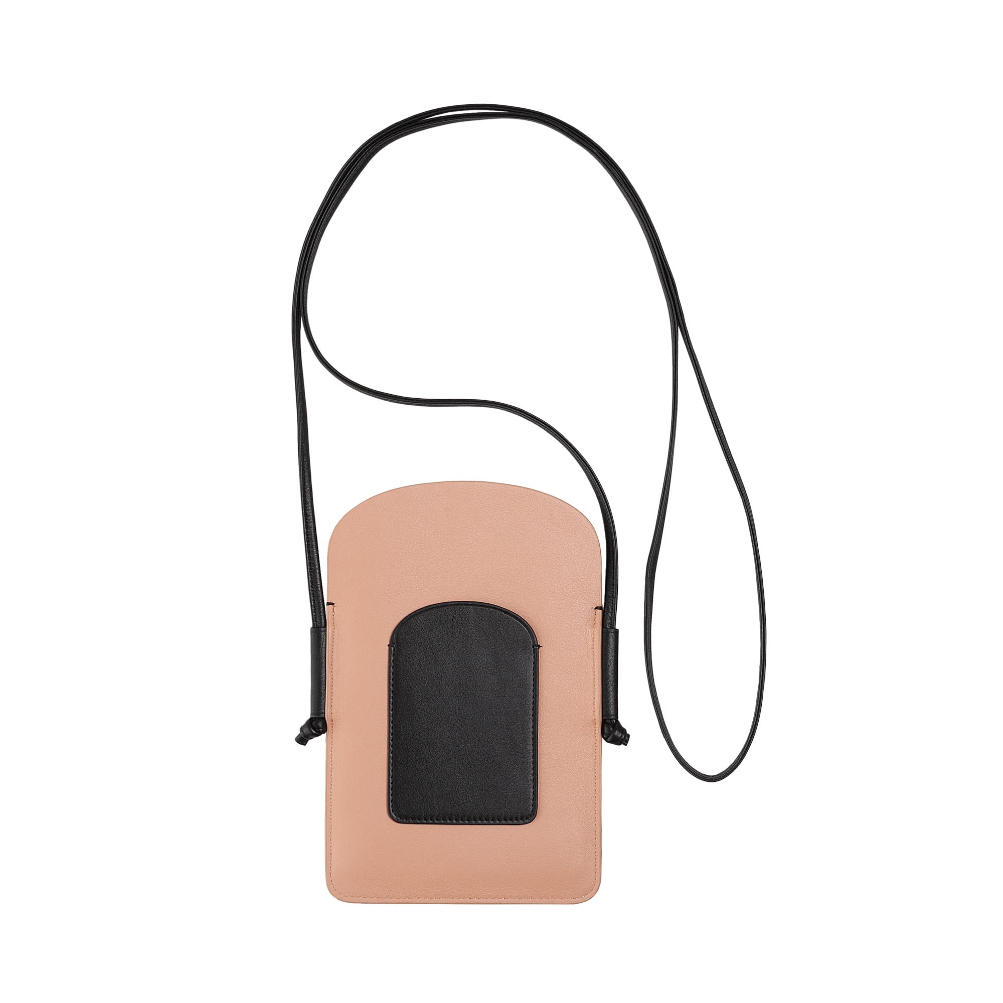 DUDU Porta Cellulare da Collo Donna in Pelle, Doppia Tasca Porta Smartphone, Tasca Porta Tessere, Tracolla Laccio Regolabile Nero