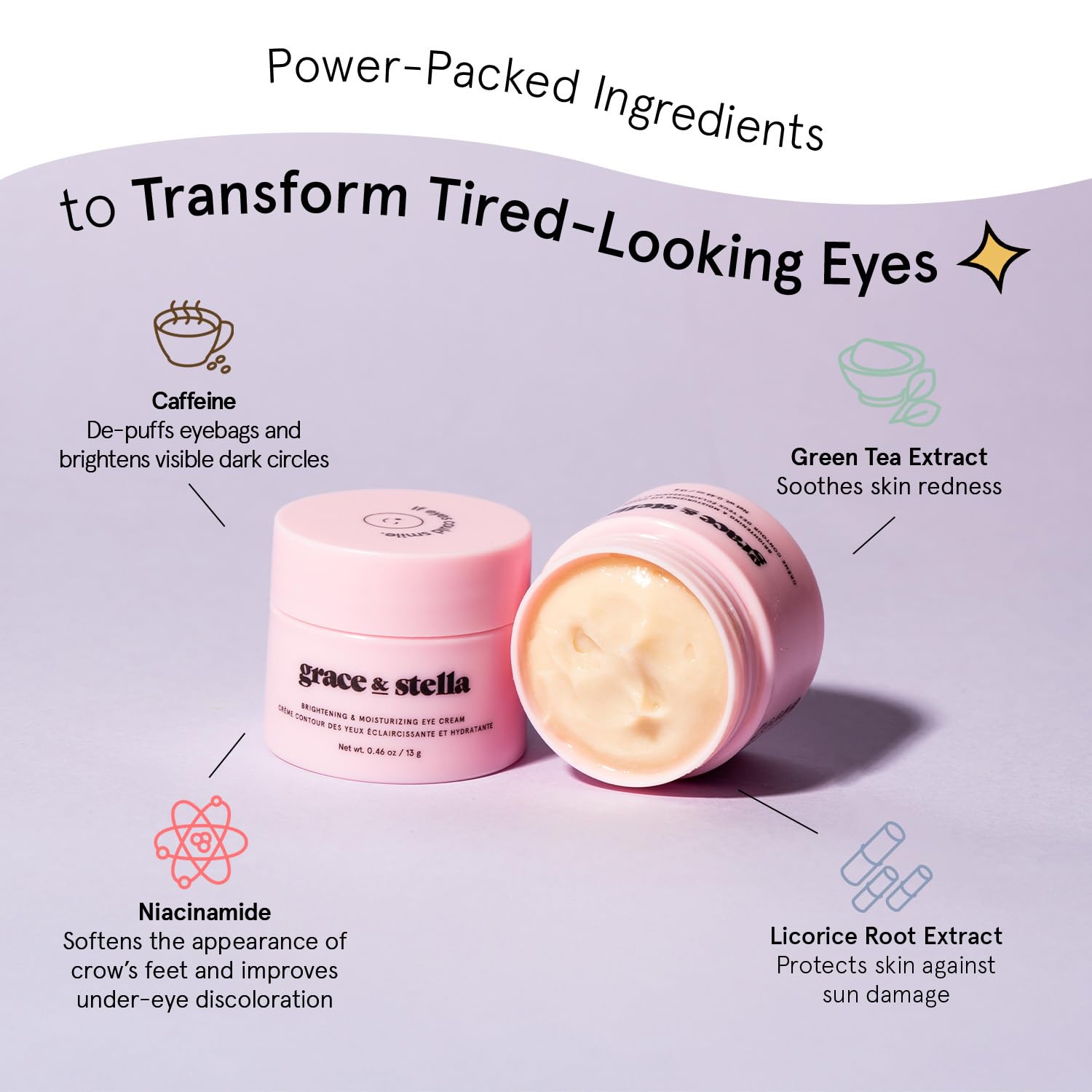 grace & stella Under Eye Cream with Caffeine for Dark Circles