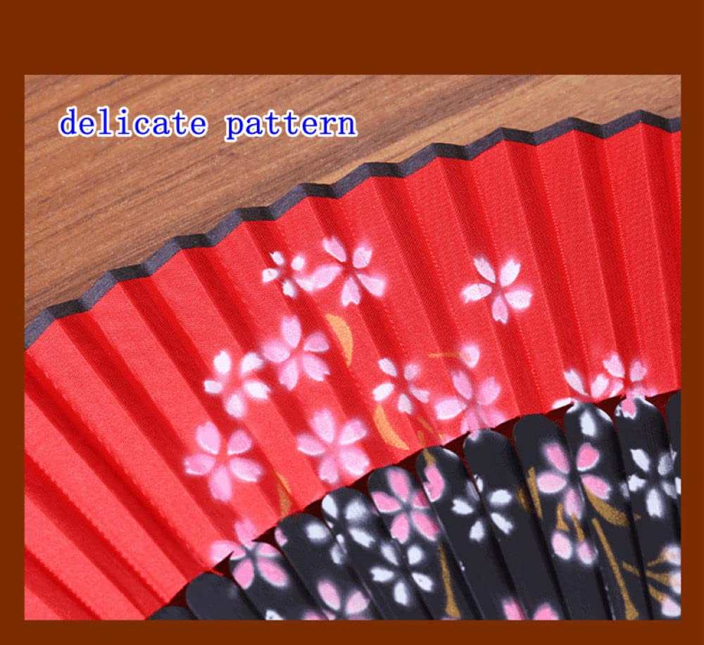 Handfächer faltbar, handgehaltene Fächer, ästhetische Kirschblüten, marineblauer Seidenfächer mit Quaste, chinesischer Fächer, dekorative Faltfächer für Zuhause, für Tanz, Party, Hochzeit, Heimdeko