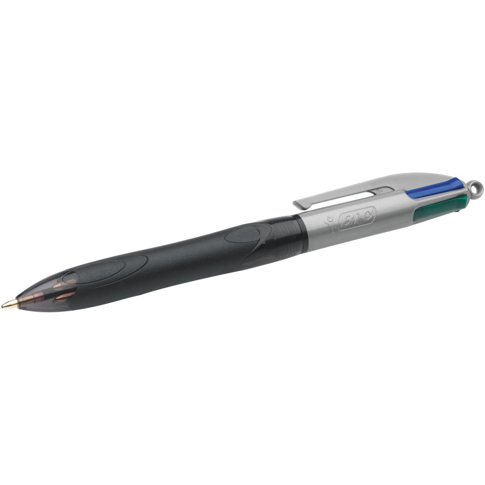 BIC 4Colori Grip Pro, Penna A Sfera A Scatto, Punta Media & 4 Colori Multifunzione Penna A Sfera A Scatto, Ottimi Per La Scuola,3 Colori + 1 Matita Meccanica