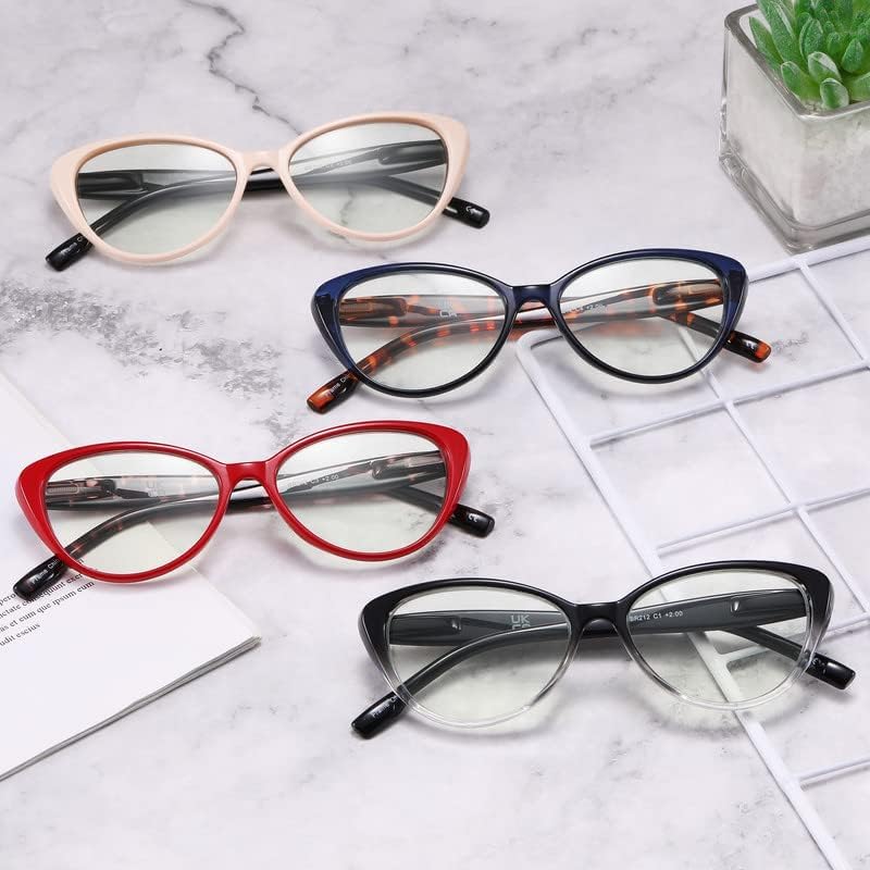 Miniatura 8 de Gafas de lectura para mujer, bloqueo de luz azul, marco de ojo de gato, bisagra de resorte, antifatiga ocular, lectores de computadora
