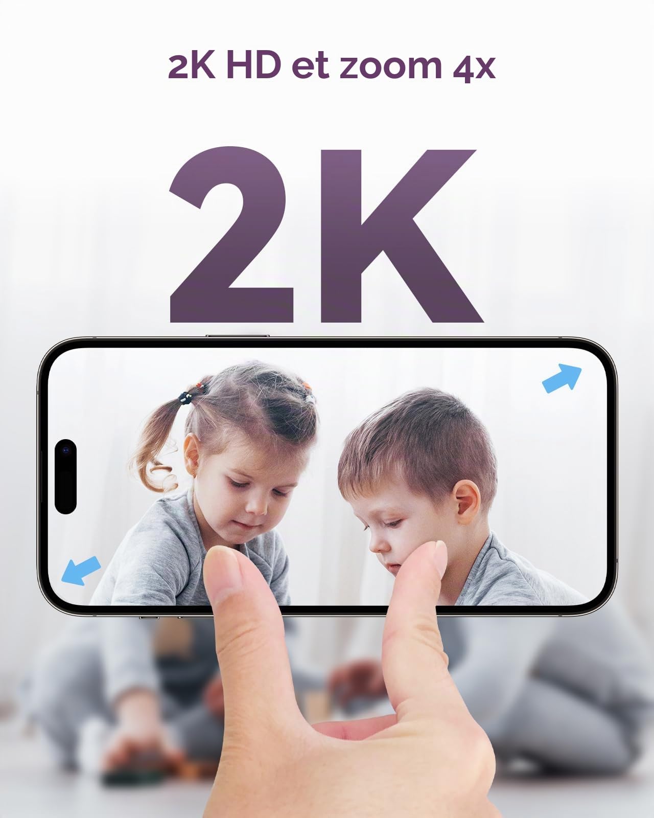 Comfyer Babyphone avec caméra 2K, Fonction Vox, capteur de température, Vision Nocturne, vidéo, 2,4 GHz, Veille Intelligente, interphone, berceuses, Longue durée de Vie de la Batterie