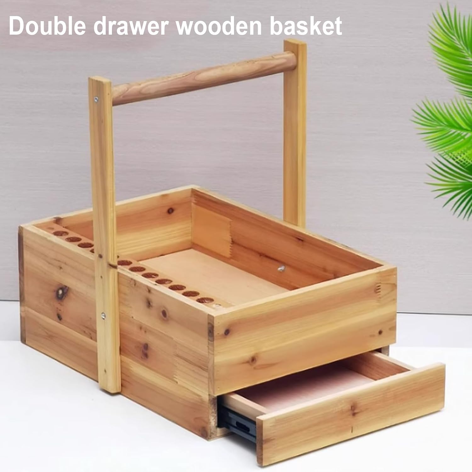 Wooden Test Tube Rack with Drawer, Lab Storage Basket, Holds Multiple Test Tubes & Lab Tools, Durable Lab Equipment for Classroom & Research Labs