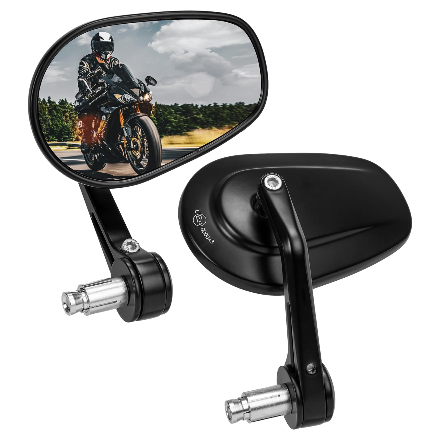 Esploratori Espejos Retrovisores De Motocicleta, Espejo De Aluminio  Ajustable De ángulo Universal Negro Para Motocicleta Con, image size:1540x1540