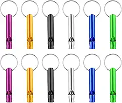 Mabor 12 peças, apito de segurança de alumínio, apito de emergência, sobrevivência para acampamento, caminhadas, apitos altos, emergência, para mulheres, esportes ao ar livre, passeios de barco, caça
