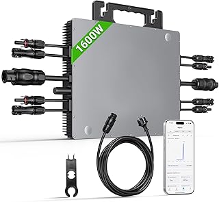 Mikrowechselrichter 1600 Watt mit WiFi & App, 4X MPPT Tracking Solar Wechselrichter 800W-1600W mit IP67 Wasserdichter für Balkonkraftwerk, Mikro Inverter mit 5m AC-Kabel (0% MwSt DE)