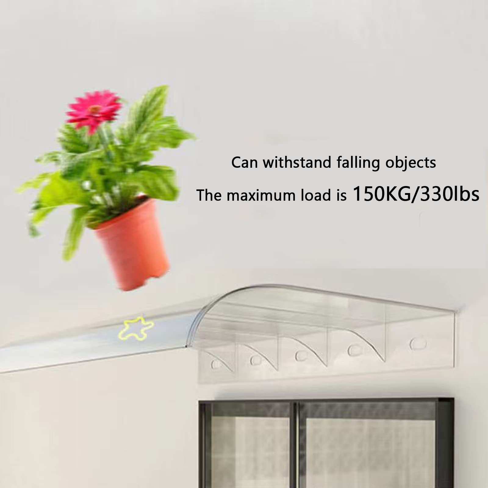 Dicke m Polycarbonat Klar Markise für Haustür Sonnenschutz & Regenschutz (50 x 170 cm) - Outdoor Baldachin für Hauseingang