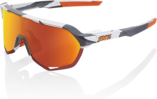 100% S2 Sport Performance - Gafas de sol para ciclismo (Soft Tact GREY CAMO - Lentes de espejo multicapa rojo HiPER