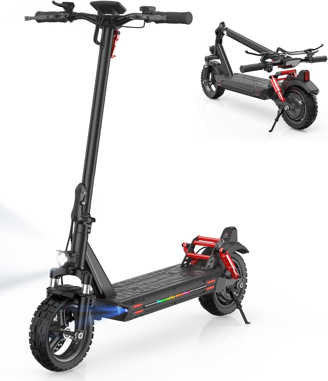 Electric Scooter for Adults,800W Motor Scooter with Lock, 45 km/h Top Speed & 45 km Max Range, 10" Off-Road Tires, Double Braking & Suspension Systems, Foldable E Scooter, Max Load 330LBS