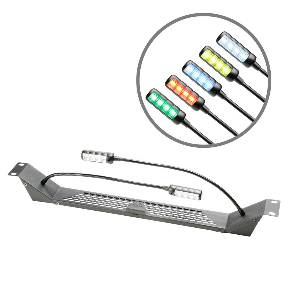Adam Hall 19" Parts 87463 ULTRA C - Luce rack a LED COB con due colli di cigno e selezione colori
