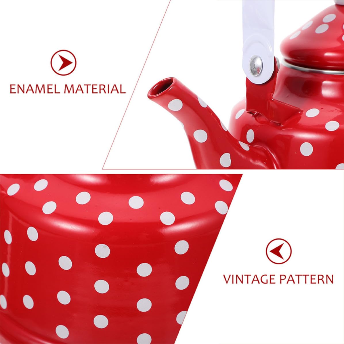 Tetera Esmaltada Vintage de 1,7 L Roja para Estufa y Cocina