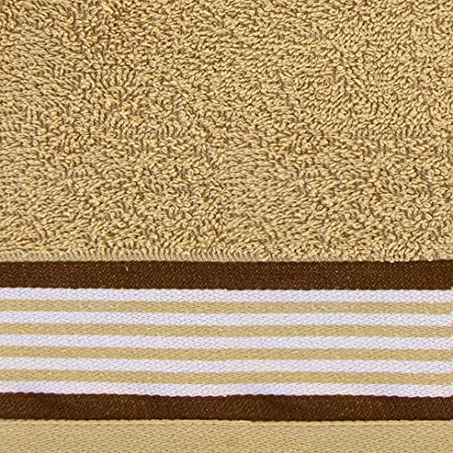 Image of Casa Copenhagen He & She Super Soft Collection 2 Pieces 100% Cotton Large Bath Towel (Size : 70 x 140 cm) - Brown & Sandy Beige