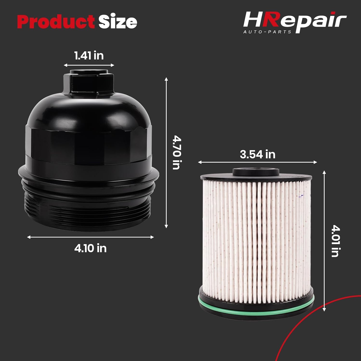134001 Fuel Filter Housing Cap fits for 2017-2024 Chevy Silverado & GMC Sierra 2500HD 3500HD Replacement GM Duramax 6.6L L5P w/Fuel Filter(Billet Aluminum-Black)